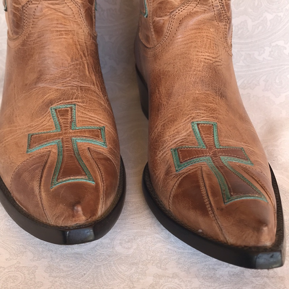 Old Gringo Brown and Teal Heeled Boots - Picture 3 of 13